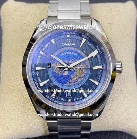 Aqua Terra Worldtimer 1:1 Best Edition Blue Dial on SS Bracelet A8938 Super Clone Aqua Terra Worldtimer 1:1 Best Edition Blue Dial on SS Bracelet A8938 Super Clone