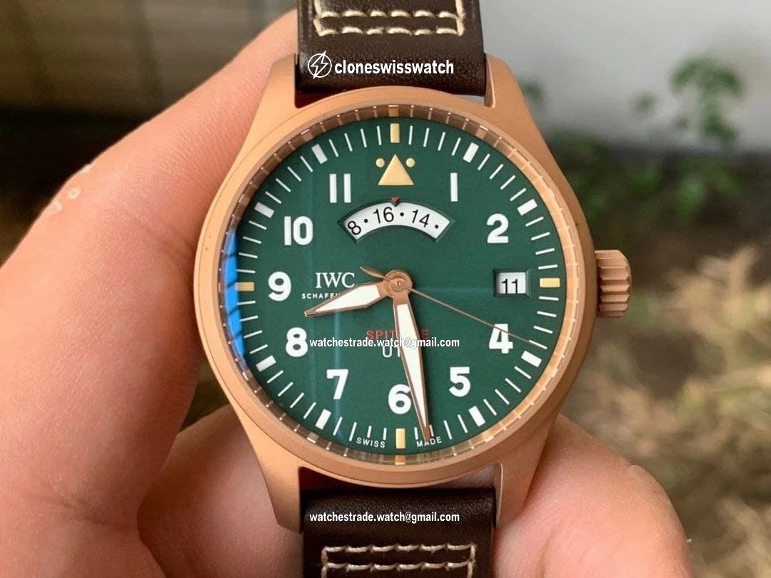Pilot UTC Spitfire MJ271 Bronze ZF 1:1 Best Edition Green Dial on Brown Leather Strap Pilot UTC Spitfire MJ271 Bronze ZF 1:1 Best Edition Green Dial on Brown Leather Strap