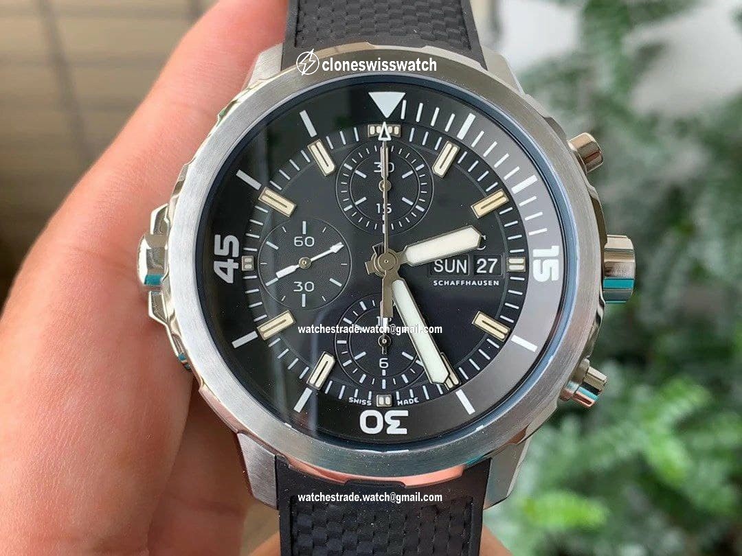 Aquatimer Chrono SS IW379503 1:1 Best Edition Black Dial on Black Rubber Strap Aquatimer Chrono SS IW379503 1:1 Best Edition Black Dial on Black Rubber Strap