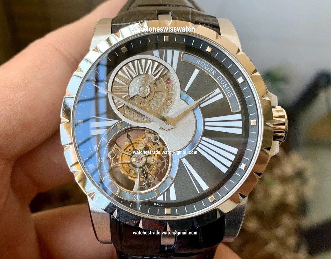 Roger Dubuis Hommage Flying Tourb RDDBHO0568 SS/LE Wht/Gre A Tourbillon Roger Dubuis Hommage Flying Tourb RDDBHO0568 SS/LE Wht/Gre A Tourbillon