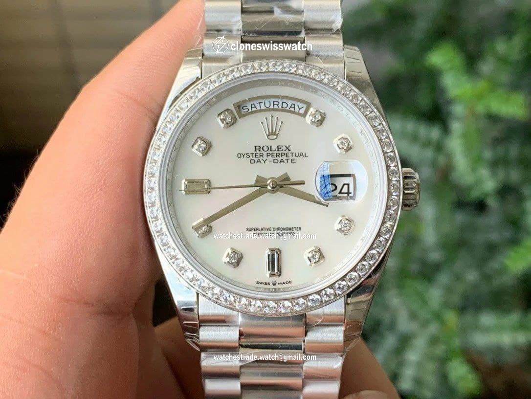 Rolex DayDate 36mm Dia Pres 904L SS/SS M-Wht/Diam 1:1 Best Edition Version Rolex DayDate 36mm Dia Pres 904L SS/SS M-Wht/Diam 1:1 Best Edition Version