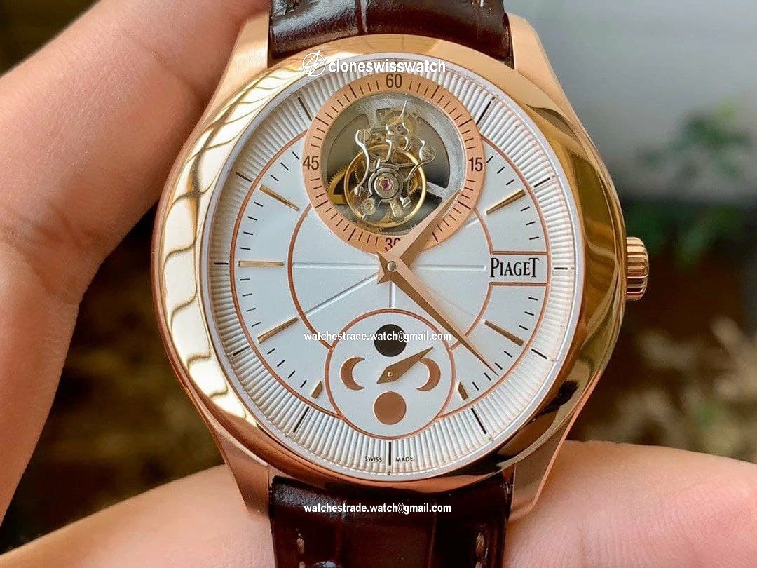 Piaget Gouverneur Tourbillon SS OXF Best Edition White Dial Bezel on Brown Leather Strap Piaget Gouverneur Tourbillon SS OXF Best Edition White Dial Bezel on Brown Leather Strap