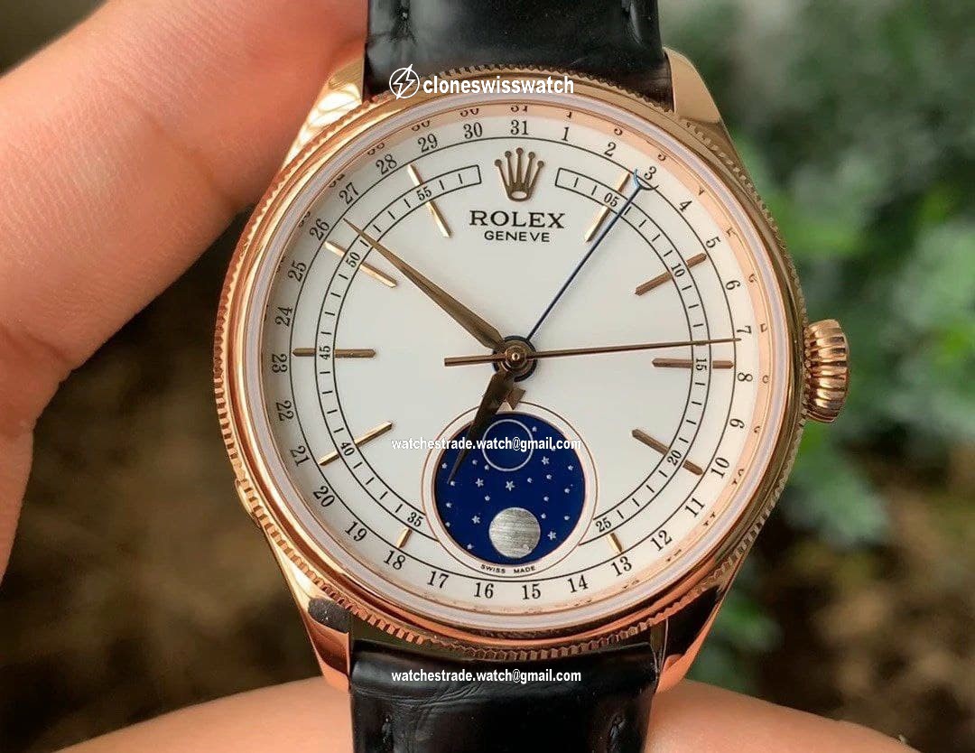 Rolex Cellini 50535 Moonphase RG/LE Wht 3195 Rolex Cellini 50535 Moonphase RG/LE Wht 3195