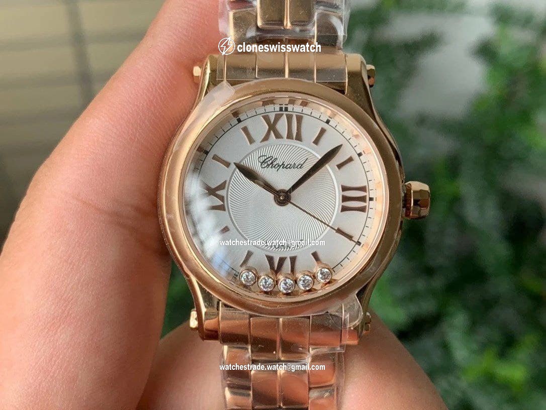 Happy Sport Automatic RG 36mm YF 1:1 Best Edition White Dial on RG Bracelet A2892 Happy Sport Automatic RG 36mm YF 1:1 Best Edition White Dial on RG Bracelet A2892