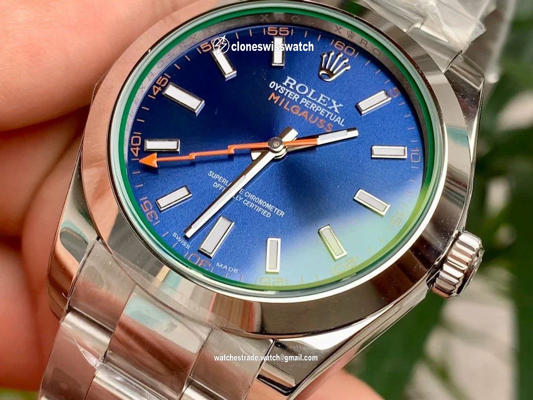 Rolex Milgauss Z Blue 116400GV 904L SS/SS 1:1 Best Edition Version Blue ARF A3131 back Rolex Milgauss Z Blue 116400GV 904L SS/SS 1:1 Best Edition Version Blue ARF A3131 back