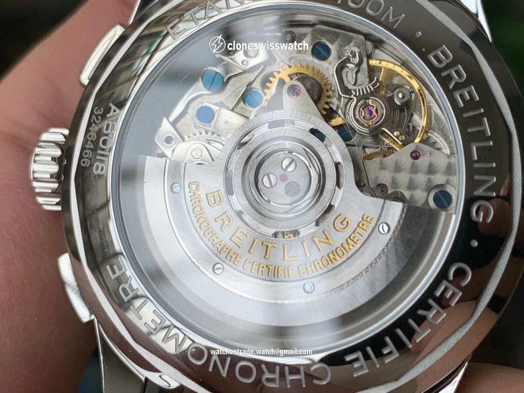 PREMIER B01 CHRONO SS 42MM GF 1:1 BEST EDITION WHITE/BLACK DIAL ON BLACK LEATHER STRAP back PREMIER B01 CHRONO SS 42MM GF 1:1 BEST EDITION WHITE/BLACK DIAL ON BLACK LEATHER STRAP back
