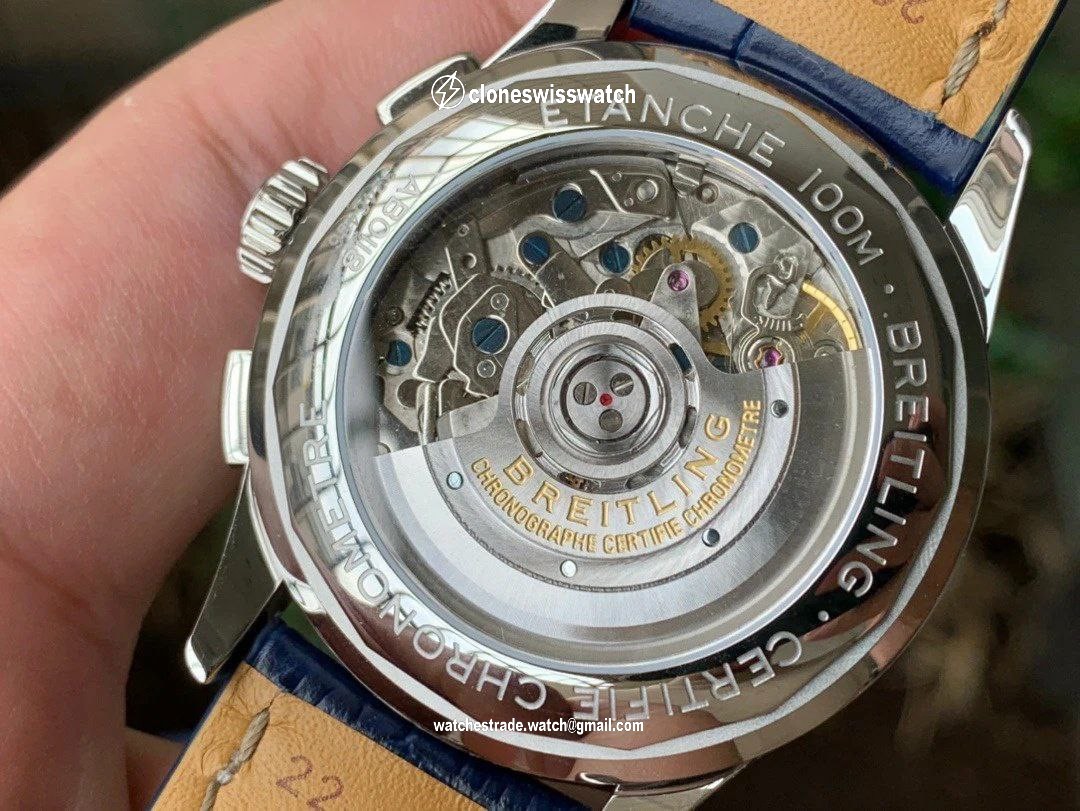 PREMIER B01 CHRONO SS 42MM GF 1:1 BEST EDITION BLUE DIAL ON BLUE LEATHER STRAP back PREMIER B01 CHRONO SS 42MM GF 1:1 BEST EDITION BLUE DIAL ON BLUE LEATHER STRAP back