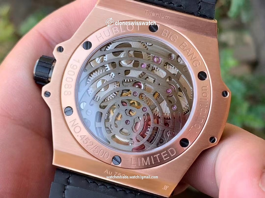 BIG BANG TOURBILLON KING 45MM RG MJF BEST EDITION SKELETON DIAL ON BLACK GUMMY STRAP back BIG BANG TOURBILLON KING 45MM RG MJF BEST EDITION SKELETON DIAL ON BLACK GUMMY STRAP back