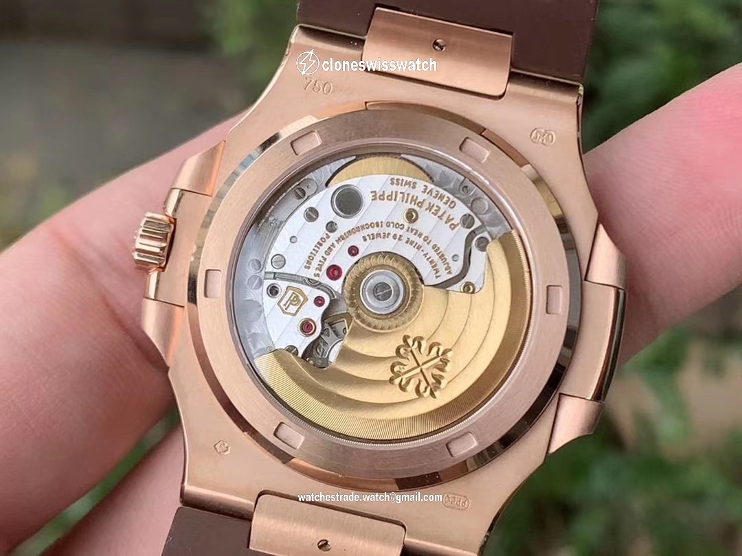 NAUTILUS 5711 RG GRF 1:1 BEST EDITION GRAY TEXTURED DIAL ON BROWN LEATHER STRAP 324CS back NAUTILUS 5711 RG GRF 1:1 BEST EDITION GRAY TEXTURED DIAL ON BROWN LEATHER STRAP 324CS back