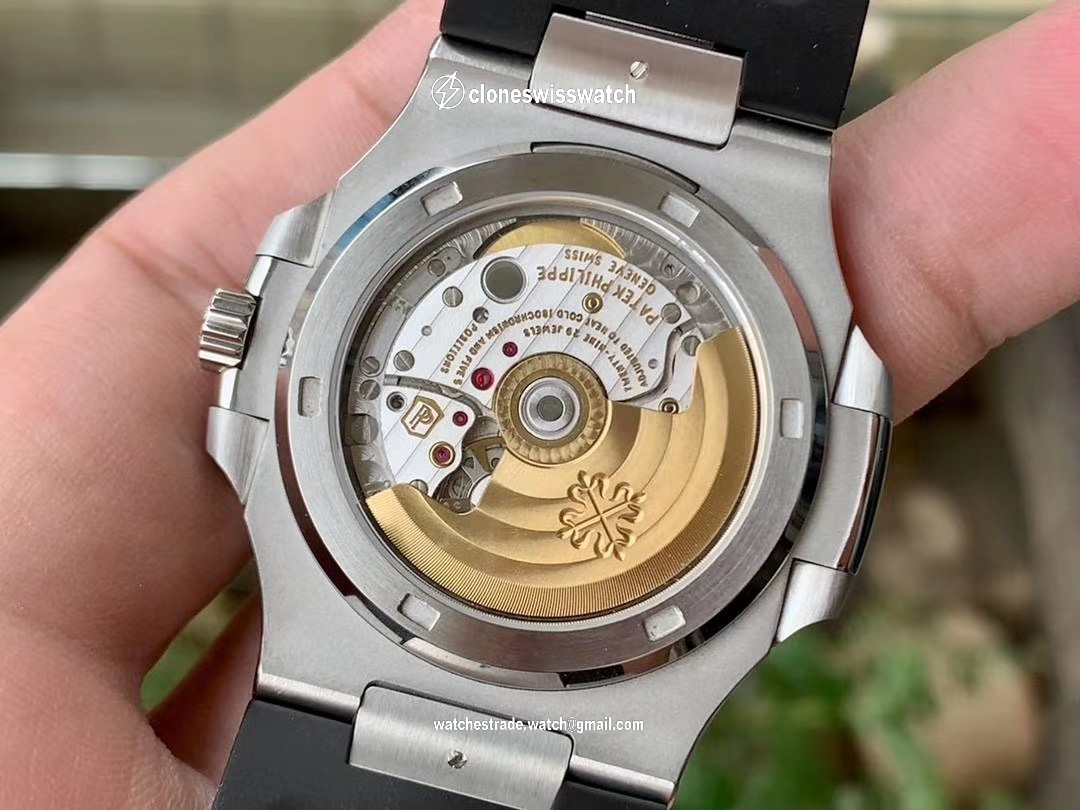 NAUTILUS 5711 RG GRF 1:1 BEST EDITION WHITE TEXTURED DIAL ON BLACK LEATHER STRAP 324CS back NAUTILUS 5711 RG GRF 1:1 BEST EDITION WHITE TEXTURED DIAL ON BLACK LEATHER STRAP 324CS back