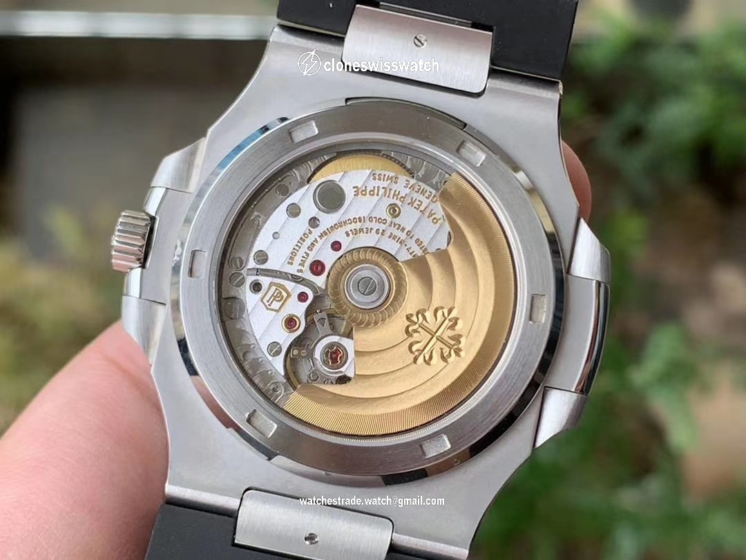 NAUTILUS 5711 RG GRF 1:1 BEST EDITION GREY TEXTURED DIAL ON BLACK LEATHER STRAP 324CS back NAUTILUS 5711 RG GRF 1:1 BEST EDITION GREY TEXTURED DIAL ON BLACK LEATHER STRAP 324CS back