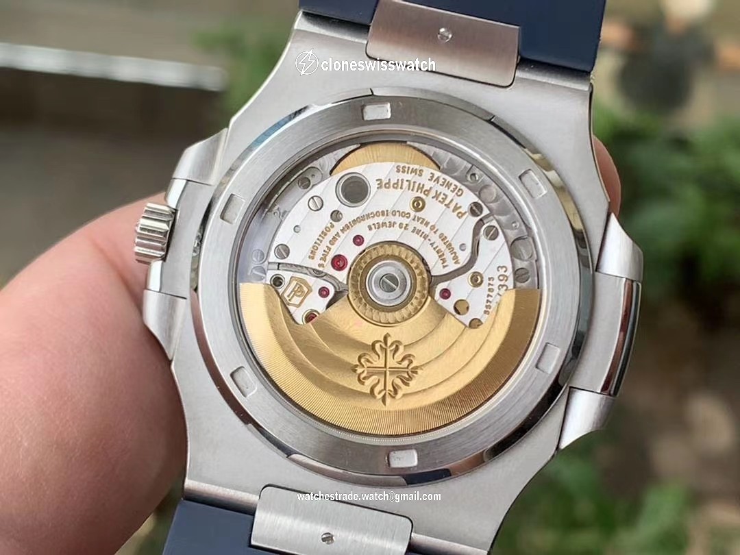 NAUTILUS 5711 RG GRF 1:1 BEST EDITION WHITE TEXTURED DIAL ON BLACK LEATHER STRAP 324CS back NAUTILUS 5711 RG GRF 1:1 BEST EDITION WHITE TEXTURED DIAL ON BLACK LEATHER STRAP 324CS back