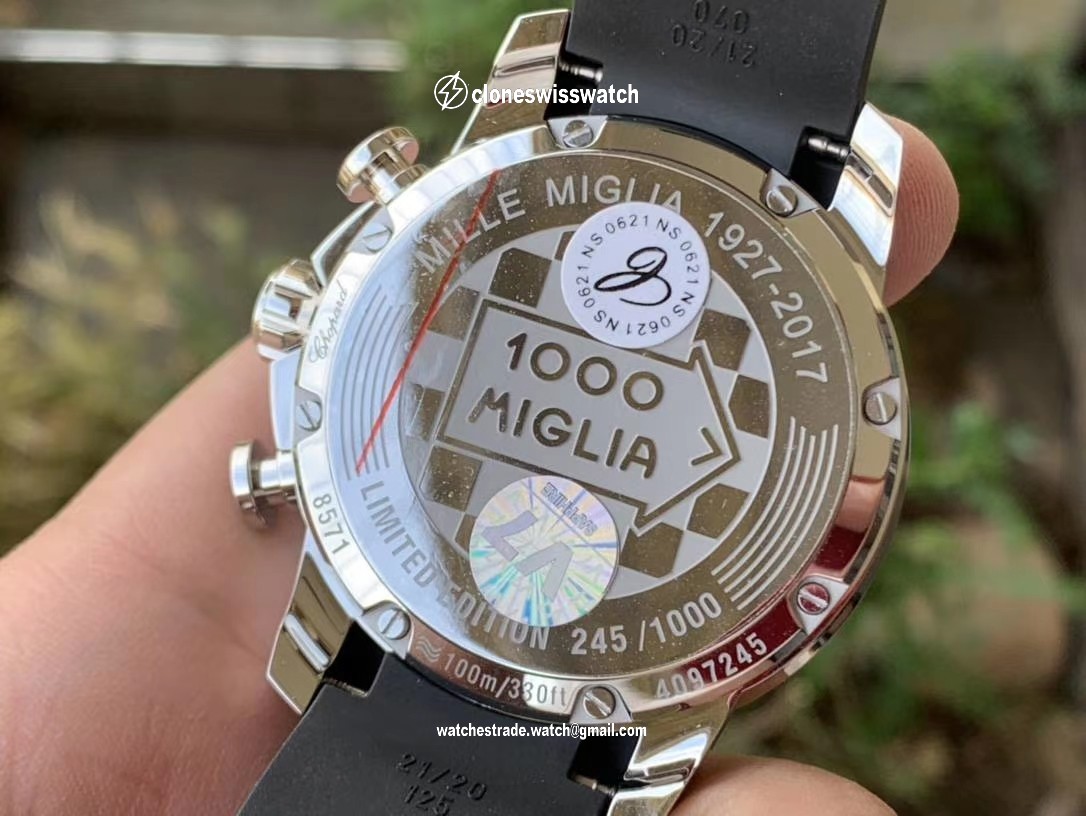 MILLE MIGLIA 168571 SS V7F 1:1 BEST EDITION WHITE DIAL ON BLACK RUBBER STRAP A7750 back MILLE MIGLIA 168571 SS V7F 1:1 BEST EDITION WHITE DIAL ON BLACK RUBBER STRAP A7750 back