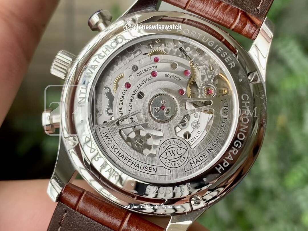 PORTUGUESE CHRONO IW371604 ZF 1:1 BEST EDITION WHITE DIAL ON BROWN LEATHER STRAP A69355 back PORTUGUESE CHRONO IW371604 ZF 1:1 BEST EDITION WHITE DIAL ON BROWN LEATHER STRAP A69355 back