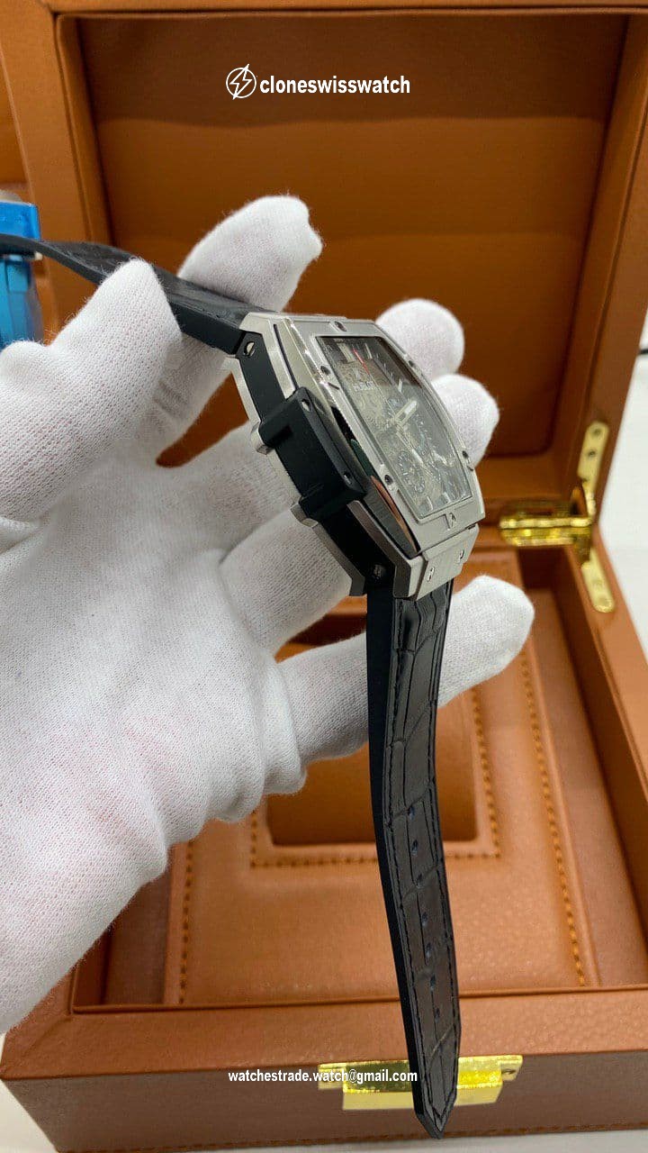 Hublot Spirit Black Grey Chrono Hight Version on Black Leather Strap back Hublot Spirit Black Grey Chrono Hight Version on Black Leather Strap back