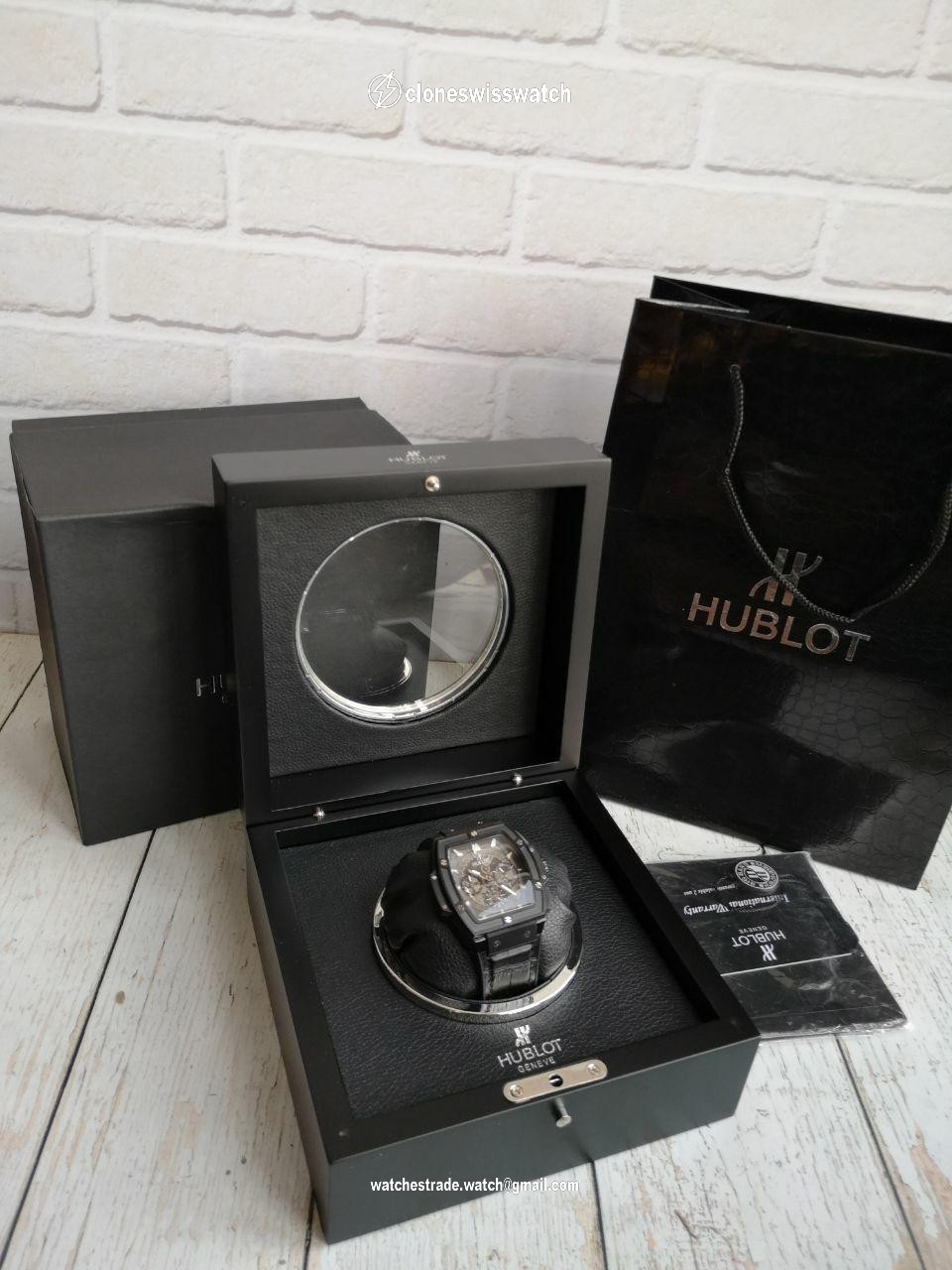 Hublot Spirit Black leather Strap back Hublot Spirit Black leather Strap back