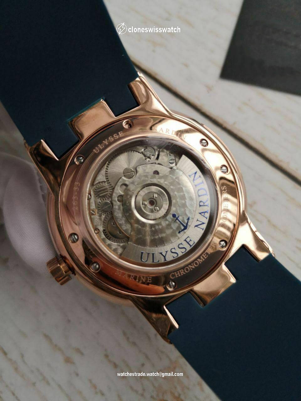 Ulysse Nardin Perpetual Gold Blue back Ulysse Nardin Perpetual Gold Blue back