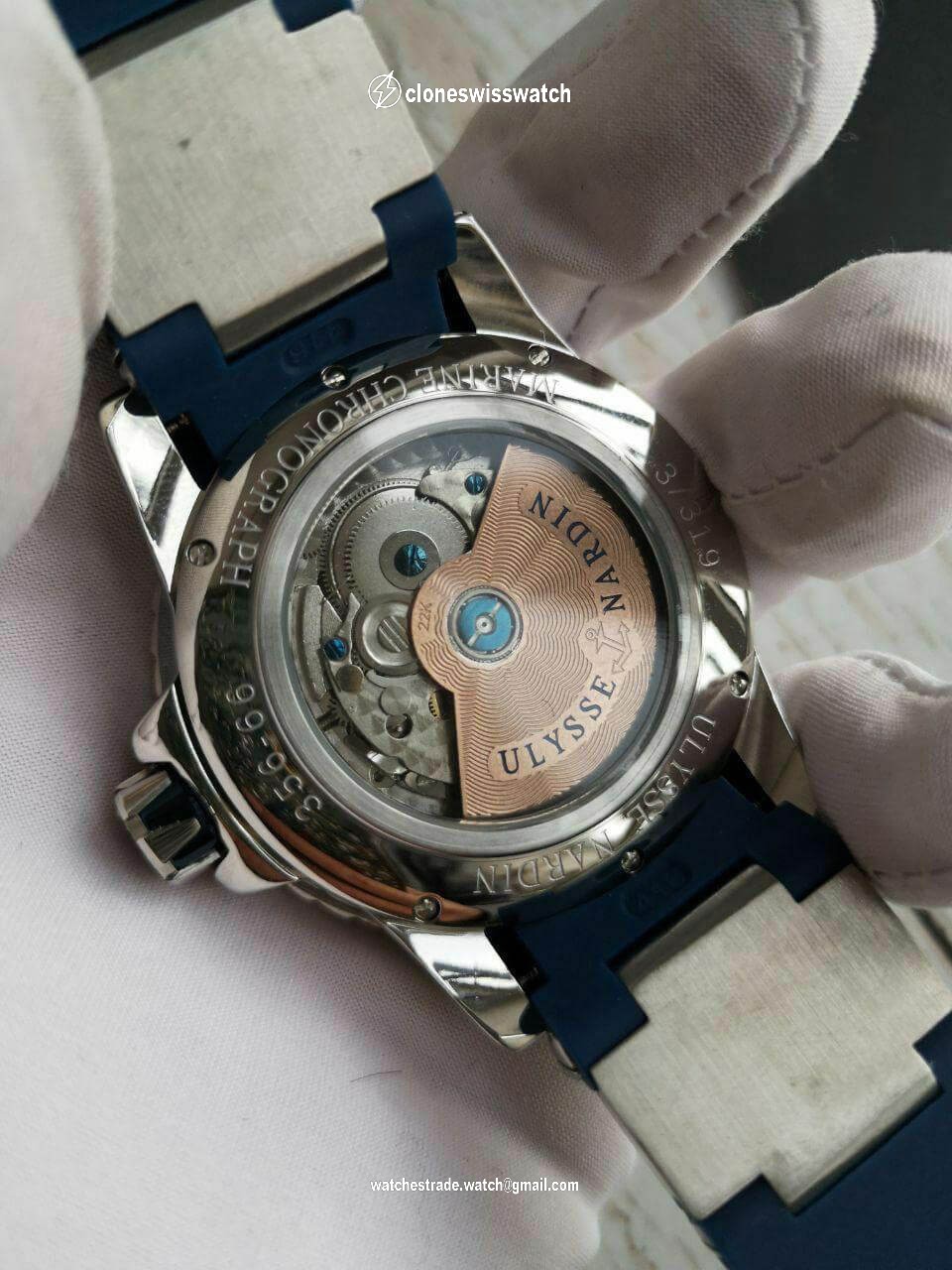 Ulysse Nardin Marine Silver Blue back Ulysse Nardin Marine Silver Blue back