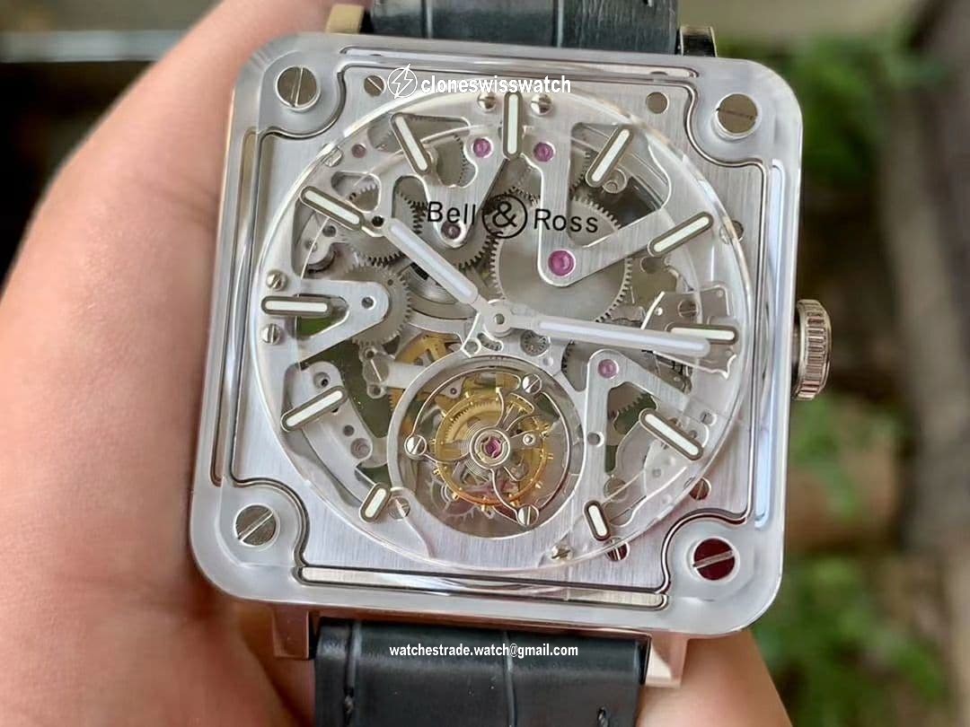 BR-X2 Sapphire Skeleton Tourbillon BBR Best Edition Skeleton Dial on Gray Leather Strap back BR-X2 Sapphire Skeleton Tourbillon BBR Best Edition Skeleton Dial on Gray Leather Strap back