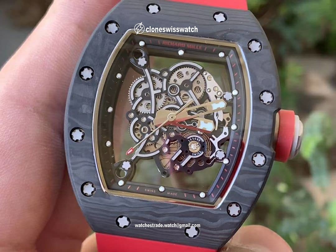 RM055 NTPT KVF Best Edition Skeleton Dial Gold on White Rubber Strap MIYOTA8215 V3 back RM055 NTPT KVF Best Edition Skeleton Dial Gold on White Rubber Strap MIYOTA8215 V3 back