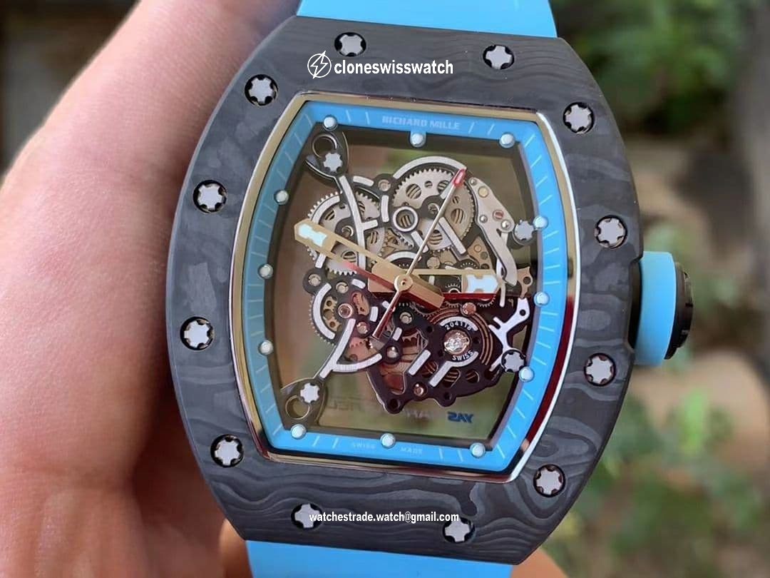 RM055 NTPT KVF Best Edition Skeleton Dial Gold on White Rubber Strap MIYOTA8215 V3 back RM055 NTPT KVF Best Edition Skeleton Dial Gold on White Rubber Strap MIYOTA8215 V3 back
