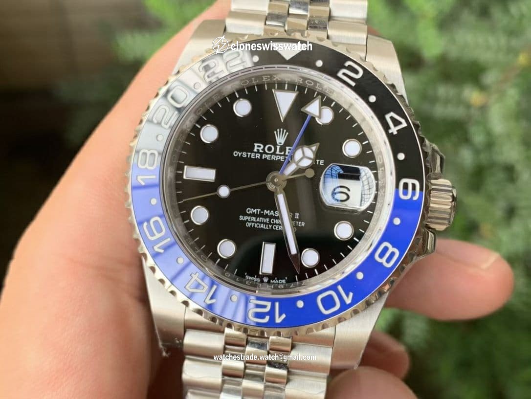 GMT Master II 126710 BLNR Batman 904L SS Noob 1:1 Best Edition on Bracelet A3285 (Correct Hand Stack) back GMT Master II 126710 BLNR Batman 904L SS Noob 1:1 Best Edition on Bracelet A3285 (Correct Hand Stack) back