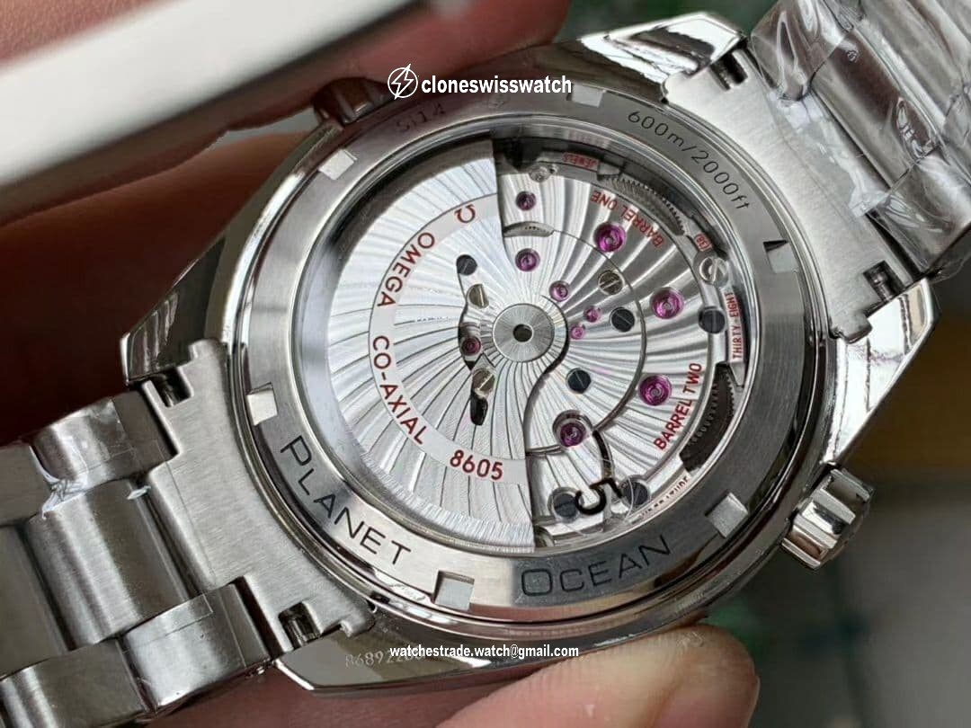 Planet Ocean 600M GMT 43.5mm VSF 1:1 Best Edition Black Dial SS Markers on SS Bracelet A8605 Super Clone back Planet Ocean 600M GMT 43.5mm VSF 1:1 Best Edition Black Dial SS Markers on SS Bracelet A8605 Super Clone back