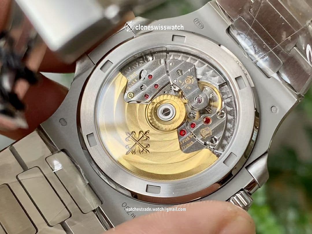 Nautilus Jumbo 5711 PF 1:1 Best Edition Blue Textured Dial Diamonds Bezel on SS Bracelet A324 Clone back Nautilus Jumbo 5711 PF 1:1 Best Edition Blue Textured Dial Diamonds Bezel on SS Bracelet A324 Clone back