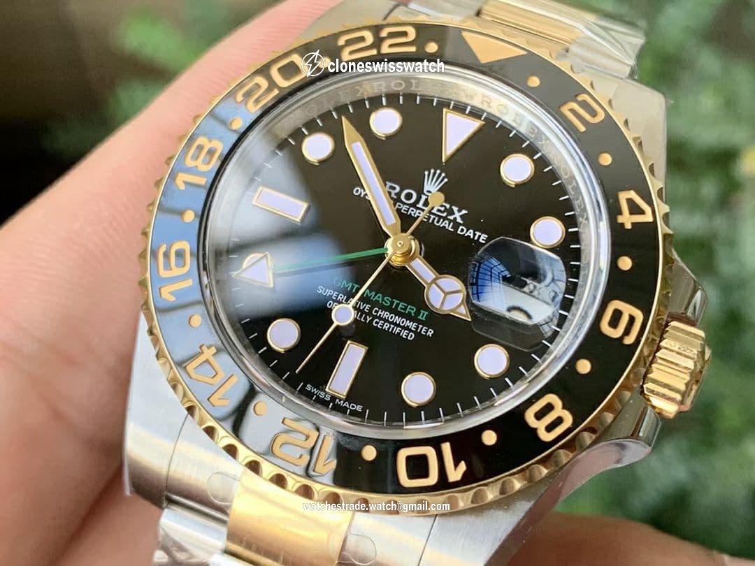 GMT-Master II 116713 LN Black Ceramic 904L Steel Wrapped Gold GMF 1:1 Best Edition SA3186 CHS V3 back GMT-Master II 116713 LN Black Ceramic 904L Steel Wrapped Gold GMF 1:1 Best Edition SA3186 CHS V3 back