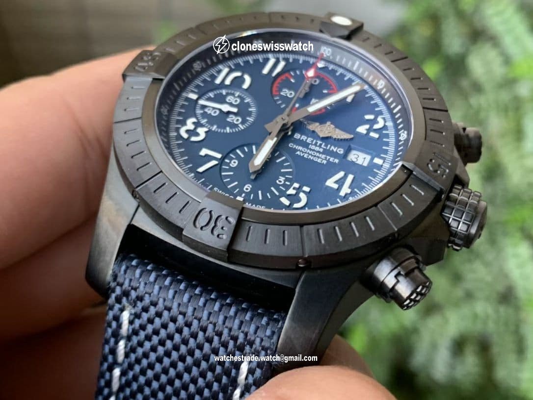 Avenger II Seawolf Chronograph PVD Titanium OXF Best Edition Blue Dial on Blue Nylon Strap A7750 back Avenger II Seawolf Chronograph PVD Titanium OXF Best Edition Blue Dial on Blue Nylon Strap A7750 back