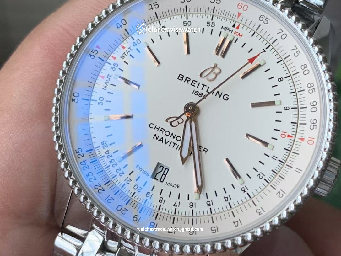 Navitimer 1 SS 41mm TF 1:1 Best Edition White Dial on SS Bracelet A2824 back Navitimer 1 SS 41mm TF 1:1 Best Edition White Dial on SS Bracelet A2824 back