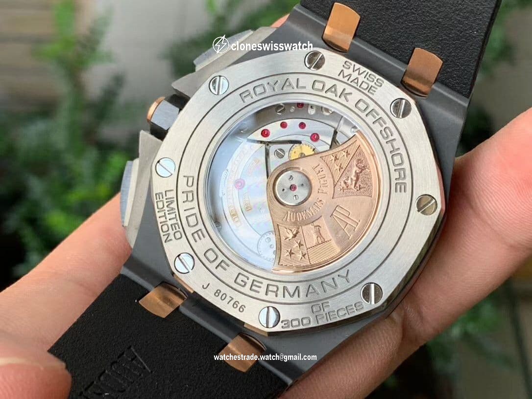 Royal Oak Offshore 44mm Black Ceramic Germany Edition JF 1:1 Best Edition on Rubber Strap A3126 V2 back Royal Oak Offshore 44mm Black Ceramic Germany Edition JF 1:1 Best Edition on Rubber Strap A3126 V2 back