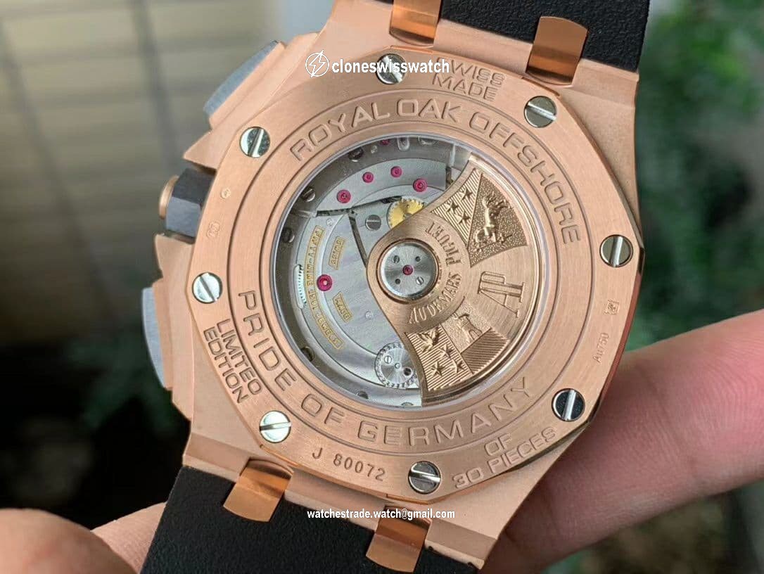 Royal Oak Offshore 44mm RG Germany Edition JF 1:1 Best Edition on Rubber Strap A3126 V2 back Royal Oak Offshore 44mm RG Germany Edition JF 1:1 Best Edition on Rubber Strap A3126 V2 back