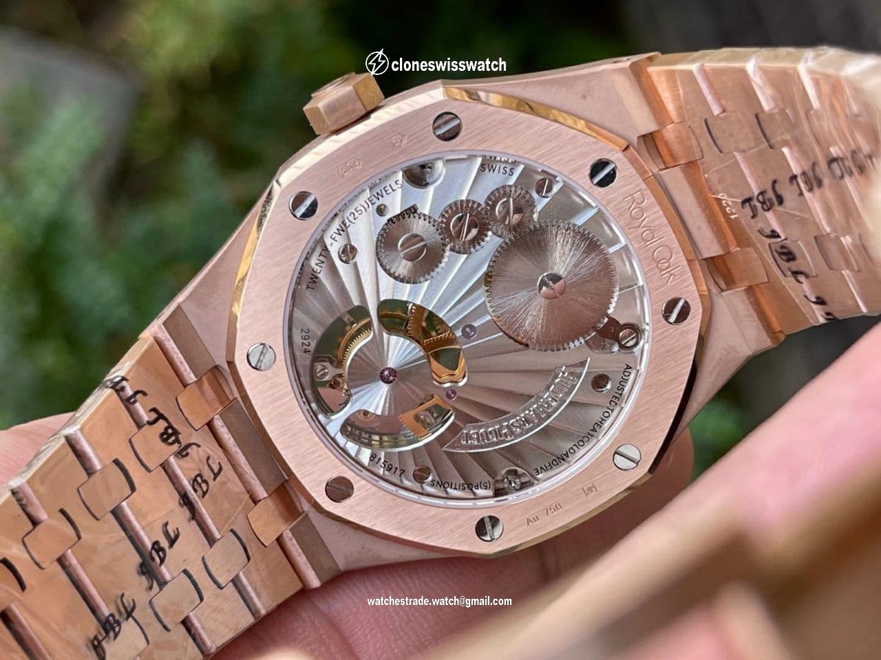 Royal Oak PVD Tourbillon R8F v2 Best Edition Gold Sunburst Tapisserie Dial on PVD Bracelet back Royal Oak PVD Tourbillon R8F v2 Best Edition Gold Sunburst Tapisserie Dial on PVD Bracelet back