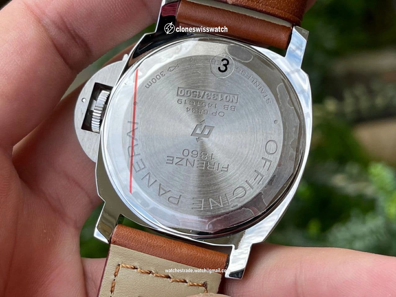 PN005XLE - PAM005 Luminor Marina 44mm SS/LE Blk XF A6497 back PN005XLE - PAM005 Luminor Marina 44mm SS/LE Blk XF A6497 back