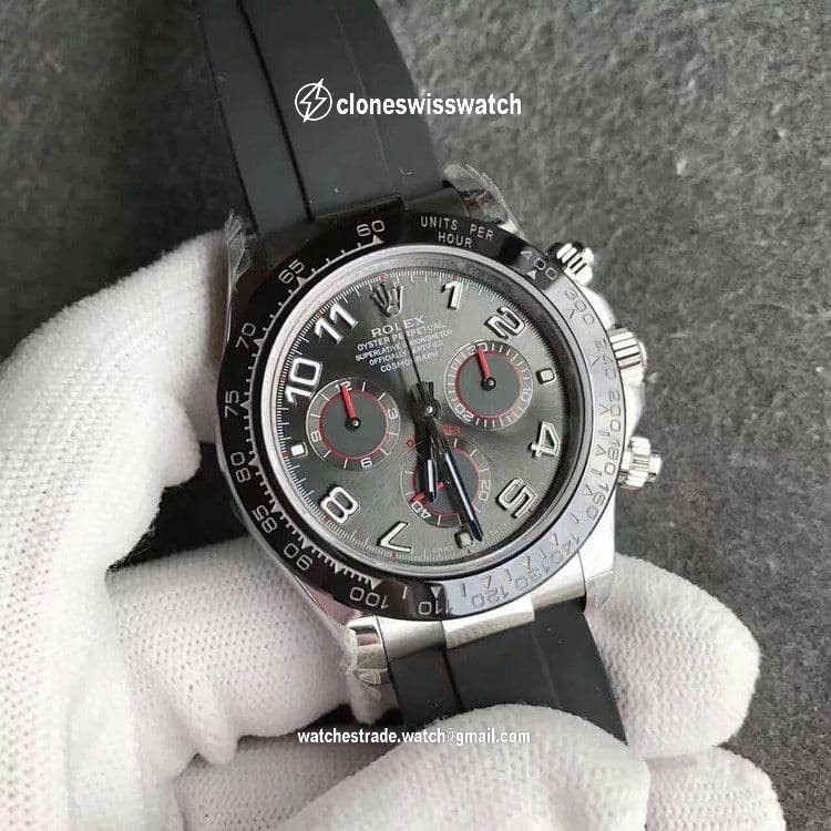 Daytona 116519 SS Gray Dial Numeral Markers on Black Rubber Strap A4130 back Daytona 116519 SS Gray Dial Numeral Markers on Black Rubber Strap A4130 back