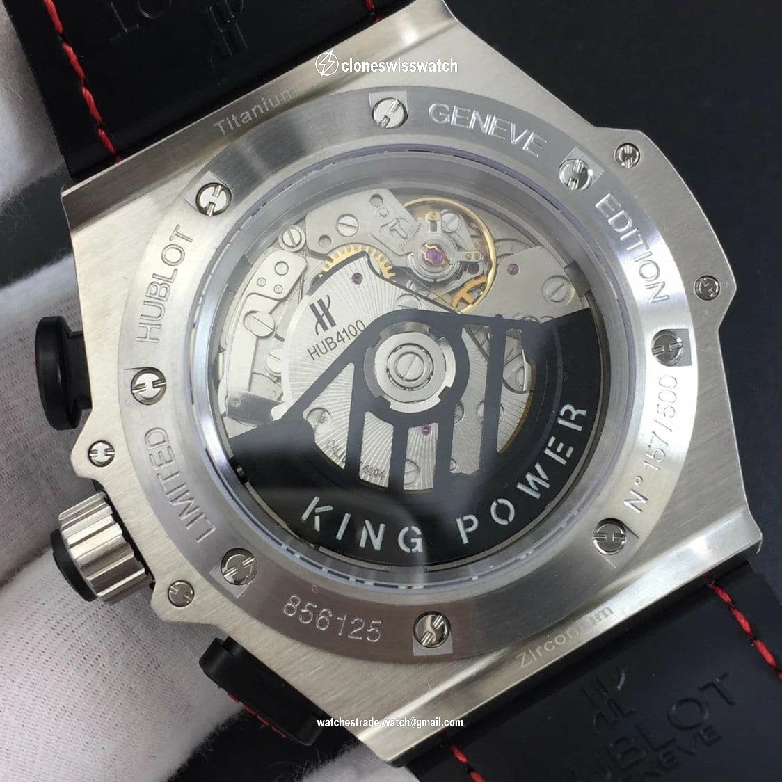 Big Bang Ferrari F1 Carbon Fiber V6F Limited Edition Black/Red Dial on Black Leather Strap HUB4100 back Big Bang Ferrari F1 Carbon Fiber V6F Limited Edition Black/Red Dial on Black Leather Strap HUB4100 back
