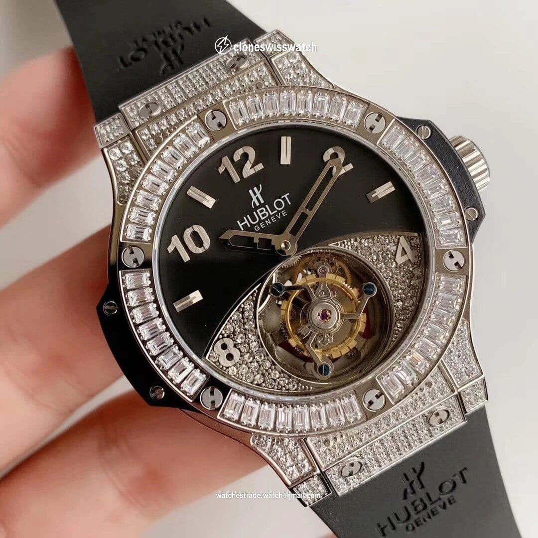 Big Bang Tourbillon Automatic PVD Black Textured Diamond Dial on Black Rubber Strap back Big Bang Tourbillon Automatic PVD Black Textured Diamond Dial on Black Rubber Strap back