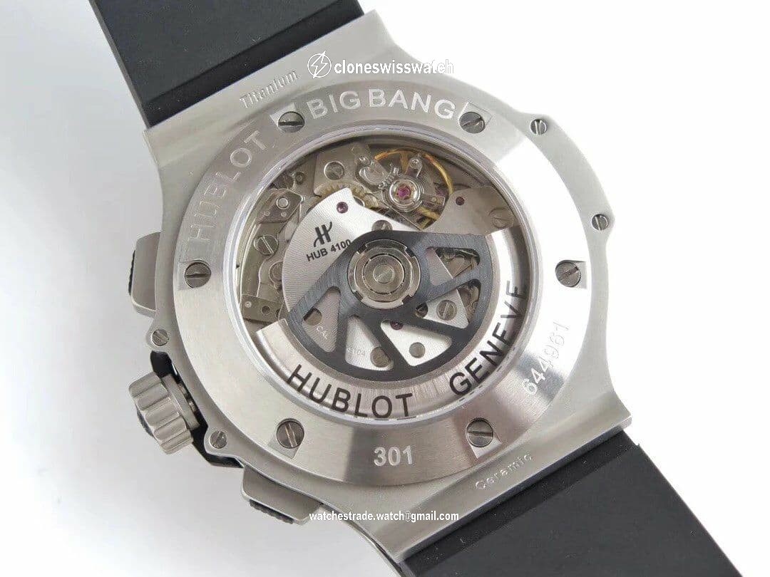 Big Bang 44mm SS Grey Dial Diamond Bezel on Black Leather Strap HUB4104 back Big Bang 44mm SS Grey Dial Diamond Bezel on Black Leather Strap HUB4104 back