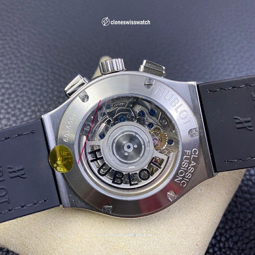 Classic Fusion Chrono SS OXF Best Edition Diamonds Case Black Dial on Black Leather Strap A7750 back Classic Fusion Chrono SS OXF Best Edition Diamonds Case Black Dial on Black Leather Strap A7750 back