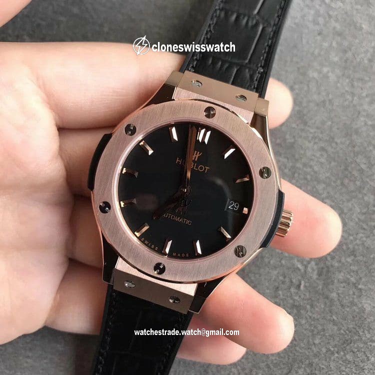 Classic Fusion 38mm RG JJF 1:1 Best Edition Black Dial on Black Gummy Strap A2892 V2 back Classic Fusion 38mm RG JJF 1:1 Best Edition Black Dial on Black Gummy Strap A2892 V2 back