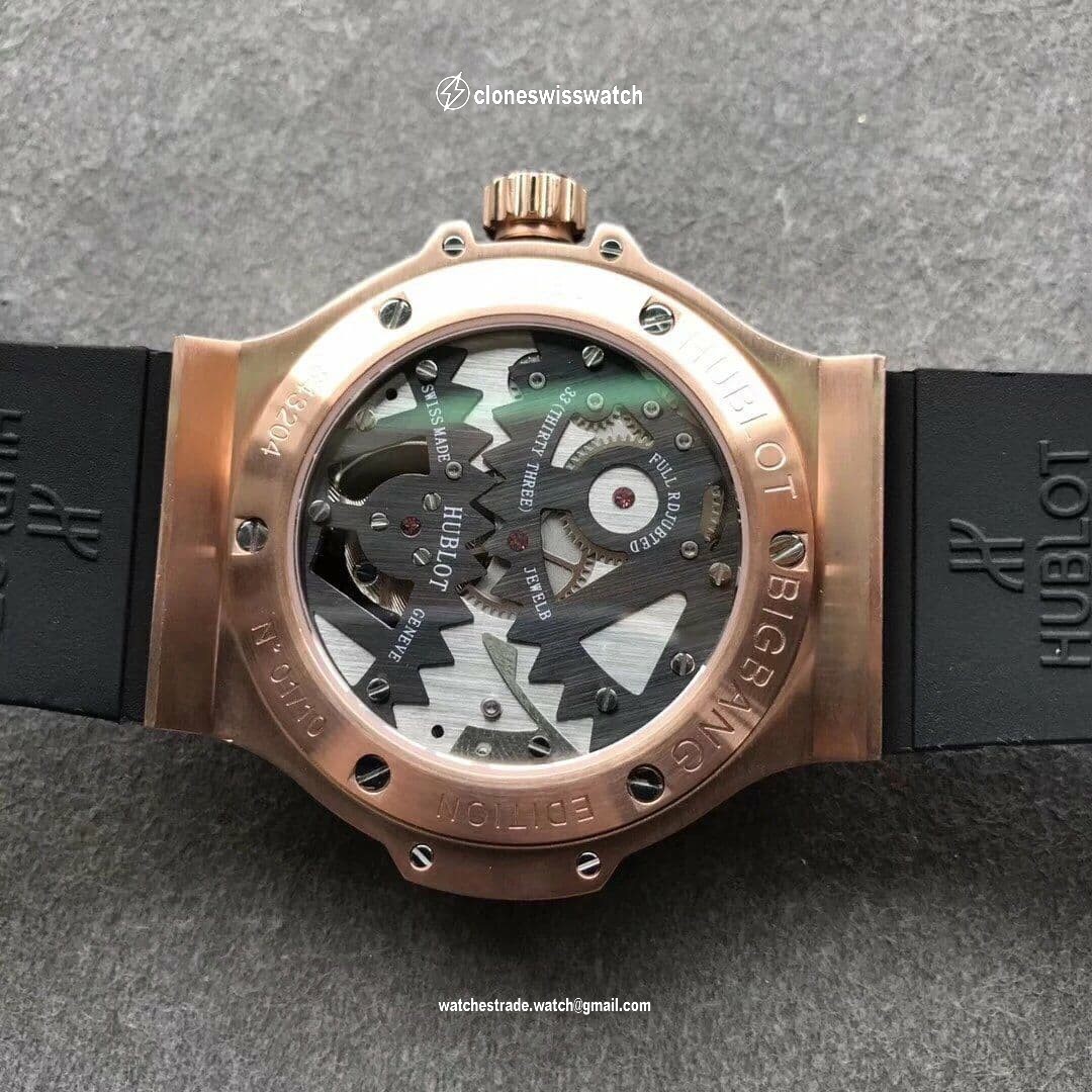 Big Bang Tourbillon Automatic PVD Black Gold Textured Dial on Black Rubber Strap back Big Bang Tourbillon Automatic PVD Black Gold Textured Dial on Black Rubber Strap back
