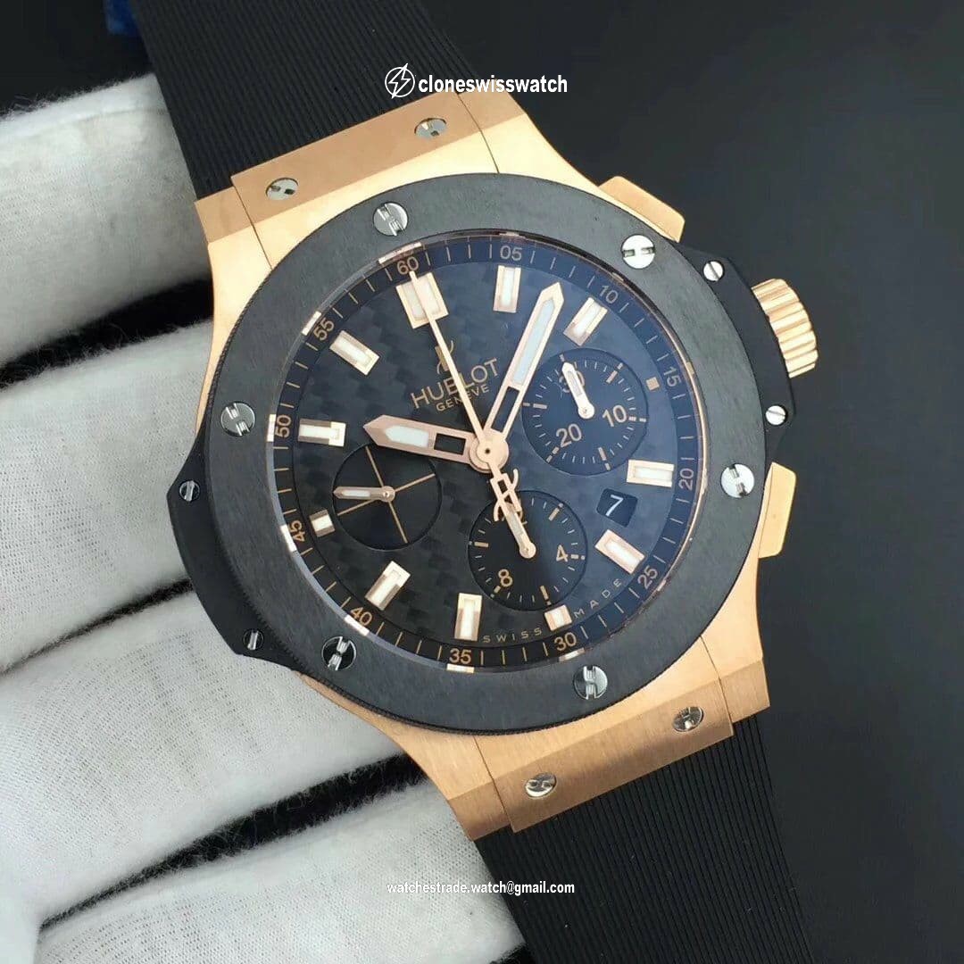 Big Bang 44mm Full Gold Case Black Dial on Black Gummy Strap HUB4104 back Big Bang 44mm Full Gold Case Black Dial on Black Gummy Strap HUB4104 back