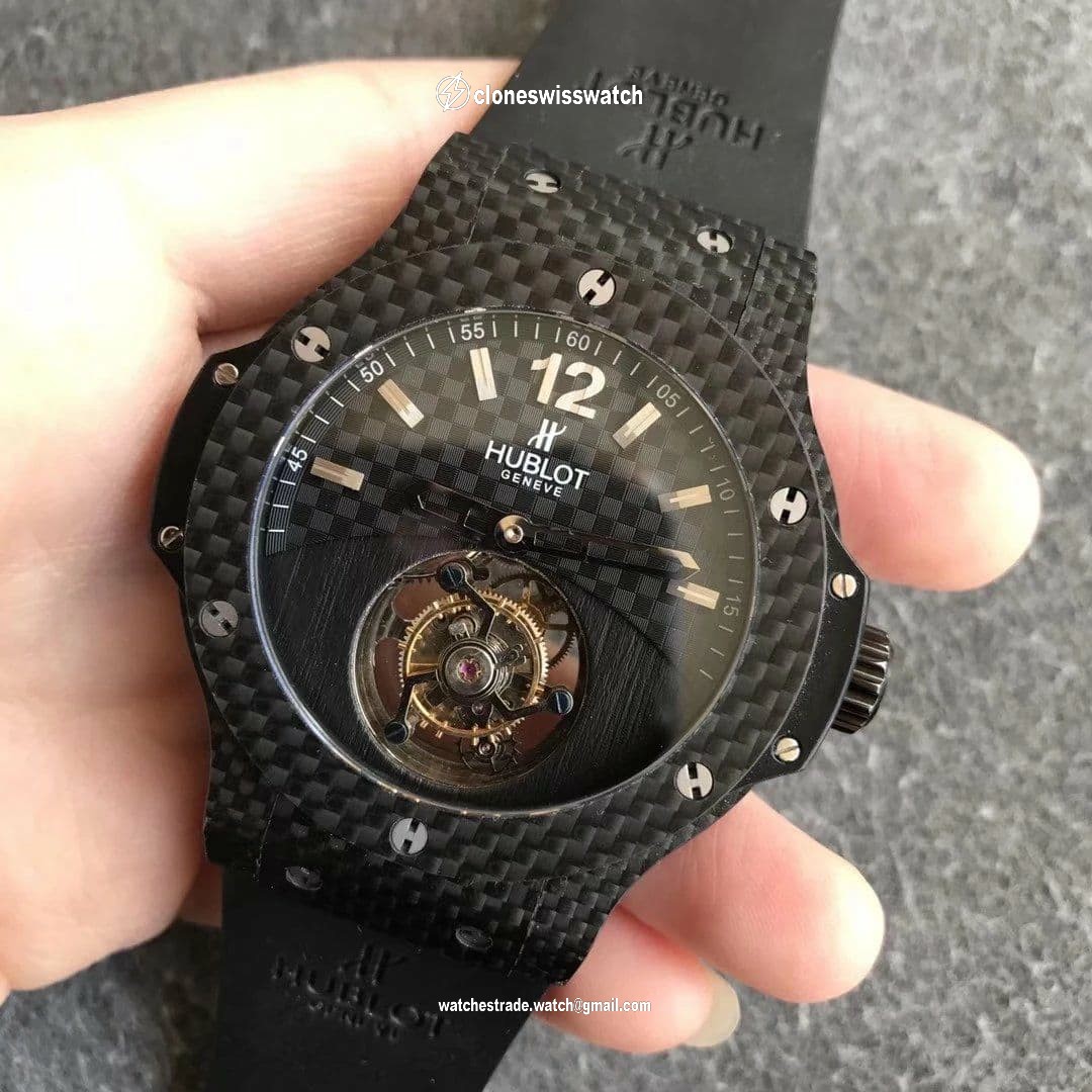Big Bang Tourbillon Automatic PVD Black Textured Dial on Black Rubber Strap back Big Bang Tourbillon Automatic PVD Black Textured Dial on Black Rubber Strap back