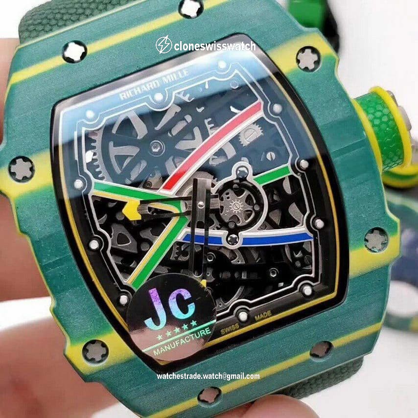 RM 67-02 Sprint Skeleton Dial on Green Nylon Strap 6T51 back RM 67-02 Sprint Skeleton Dial on Green Nylon Strap 6T51 back