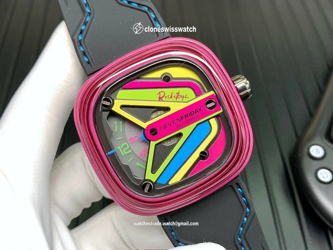 SevenFriday M3/05 Rocketbyz SVF 1:1 Best Edition on Black Rubber Strap Miyota 8215 back SevenFriday M3/05 Rocketbyz SVF 1:1 Best Edition on Black Rubber Strap Miyota 8215 back