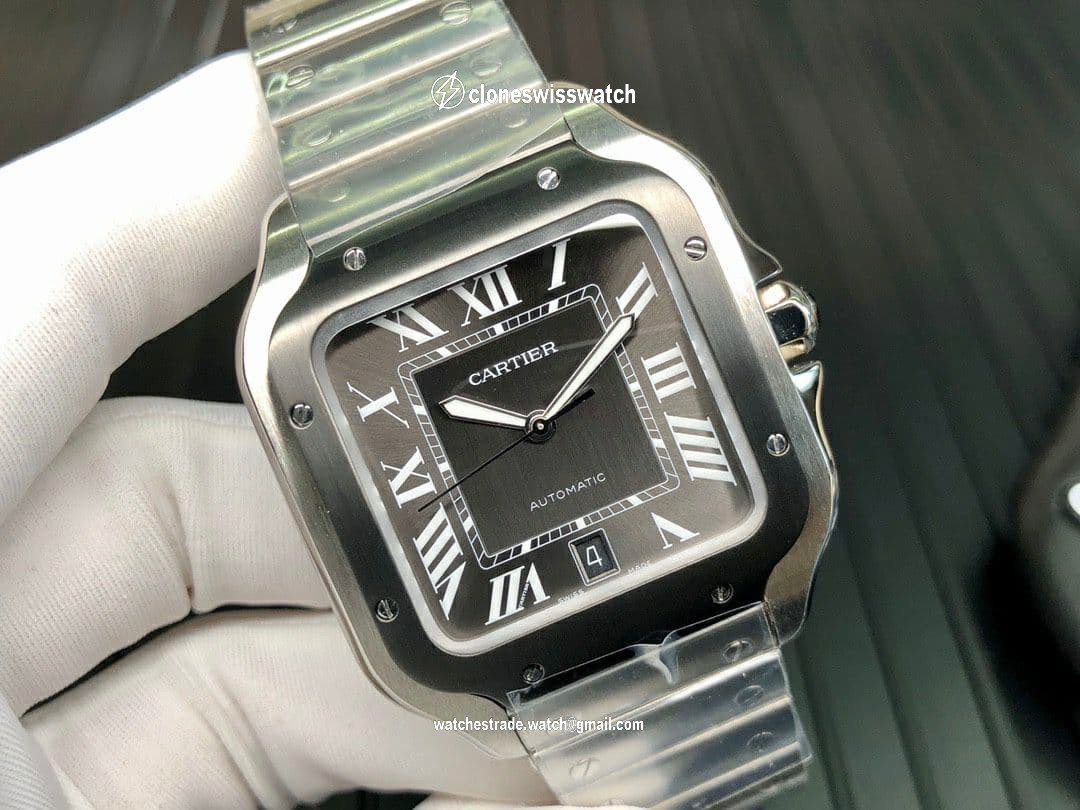Santos de Cartier 40mm SS/PVD GF 1:1 Best Edition White Dial on YG SmartLinks Bracelet MIYOTA 9015 V2 back Santos de Cartier 40mm SS/PVD GF 1:1 Best Edition White Dial on YG SmartLinks Bracelet MIYOTA 9015 V2 back