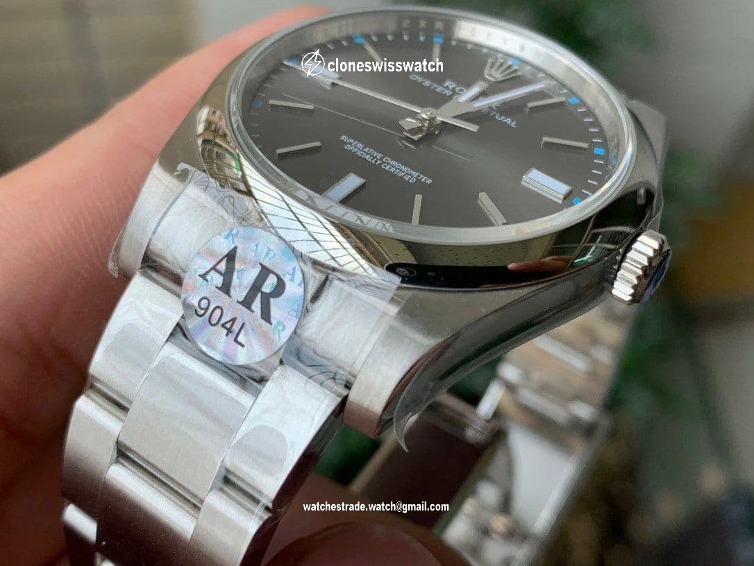 Oyster Perpetual 39mm 114300 ARF 1:1 Best Edition 904L SS Case and Bracelet Gray Rhodium Dial SH3132 back Oyster Perpetual 39mm 114300 ARF 1:1 Best Edition 904L SS Case and Bracelet Gray Rhodium Dial SH3132 back