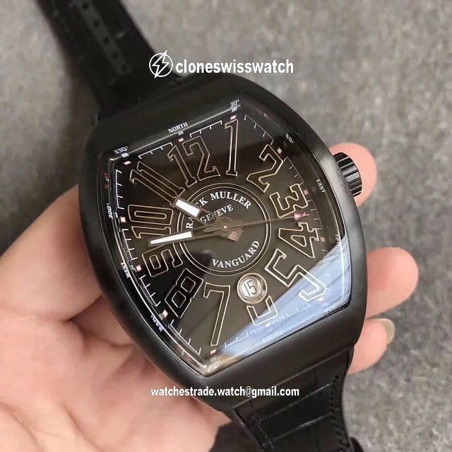 Franck Muller Vanguard Mens Yachting V45 DLC/LE Black/Wht ZF MY9015 back Franck Muller Vanguard Mens Yachting V45 DLC/LE Black/Wht ZF MY9015 back