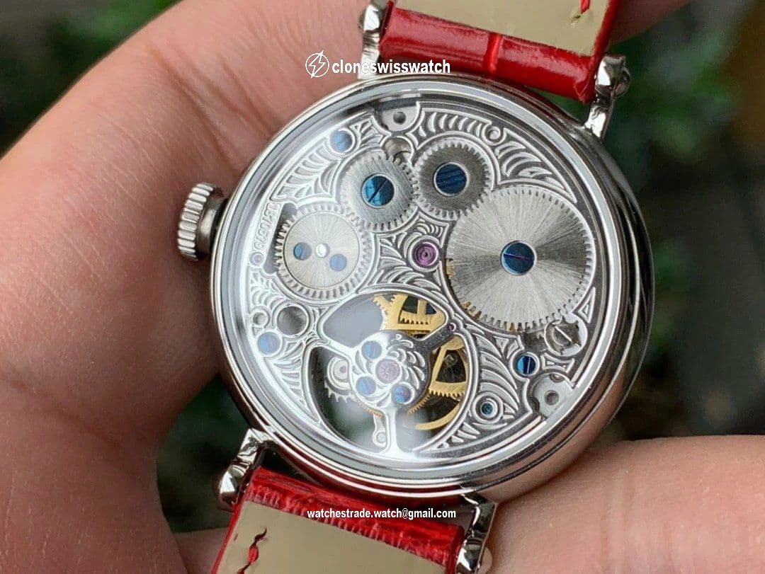 Color Dreams Tourbillon SS Diamond Bezel Arabic Numerals Markers on Red Croco Leather Strap back Color Dreams Tourbillon SS Diamond Bezel Arabic Numerals Markers on Red Croco Leather Strap back